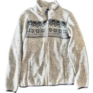 Laura Scott Gray Fair Isle Zip-Up Jacket – Size S